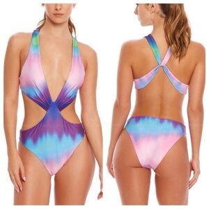 New! Agua Bendita Malibu One Piece strappy ombré Swimsuit 10216